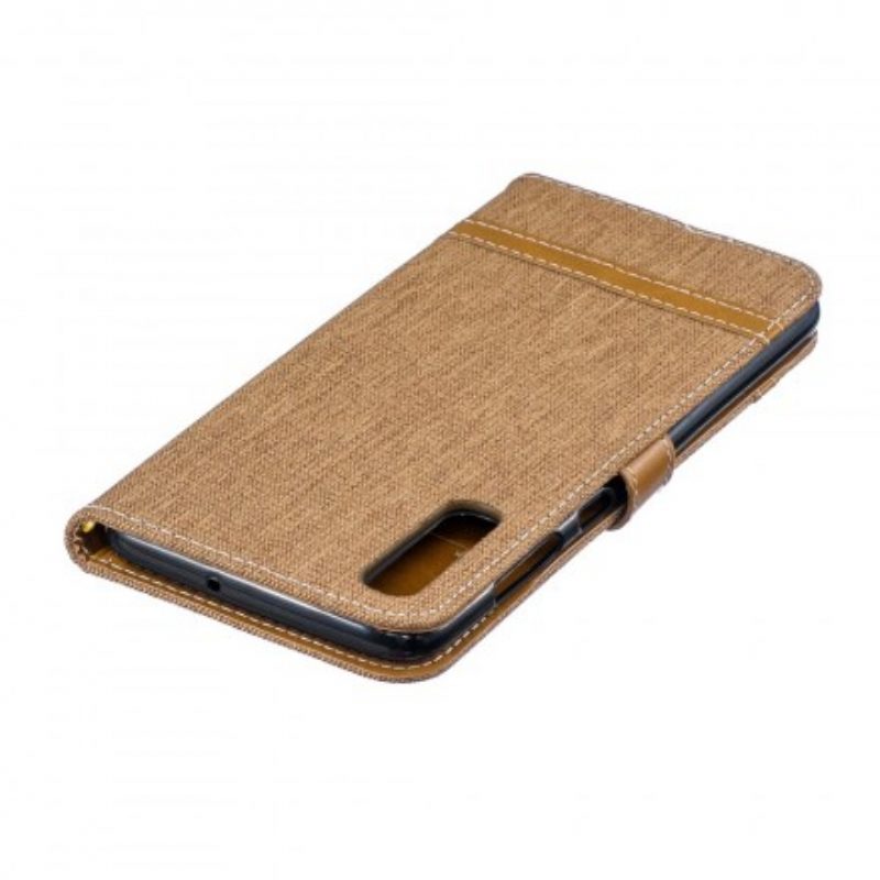 Folio-hoesje voor Samsung Galaxy A70 Met Ketting Band Van Stof En Leereffect