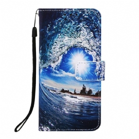 Folio-hoesje voor Samsung Galaxy A70 Met Ketting Dagdromen Lanyard Landschap