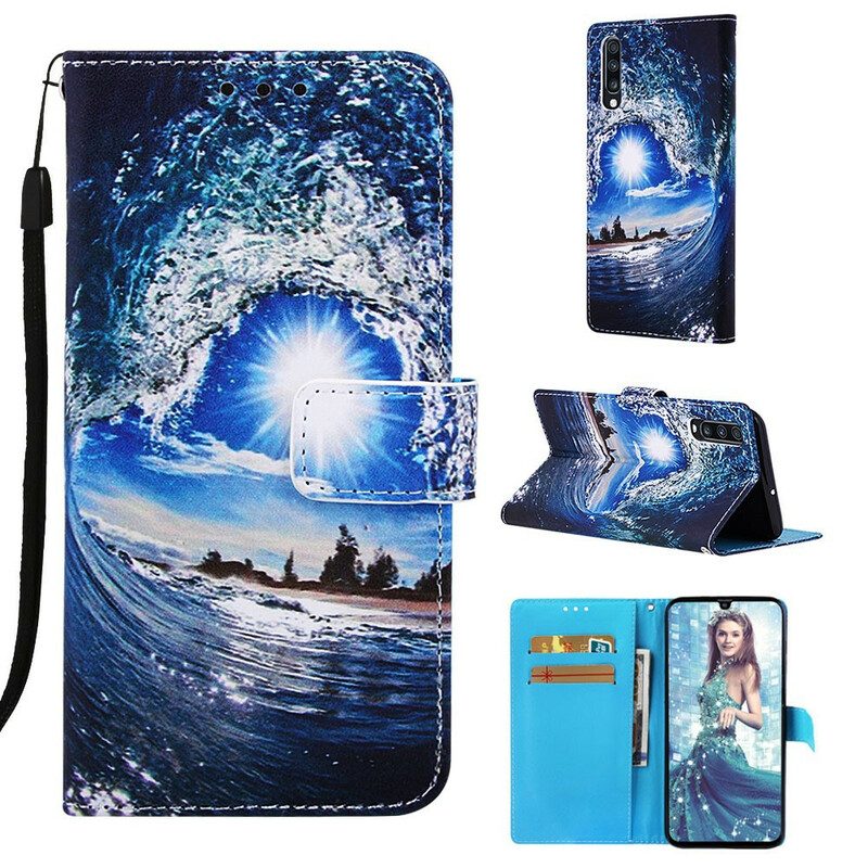 Folio-hoesje voor Samsung Galaxy A70 Met Ketting Dagdromen Lanyard Landschap