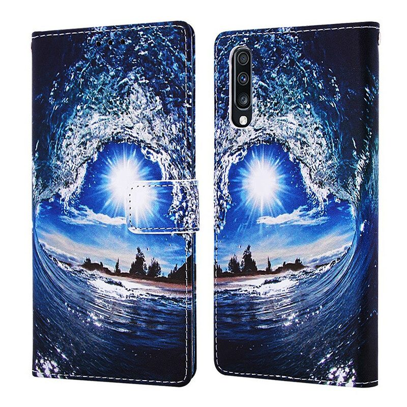 Folio-hoesje voor Samsung Galaxy A70 Met Ketting Dagdromen Lanyard Landschap