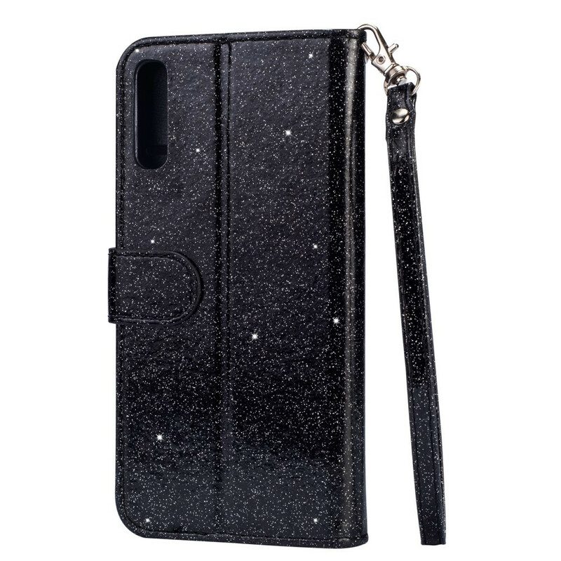 Folio-hoesje voor Samsung Galaxy A70 Met Ketting Glitterportemonnee Met Riem