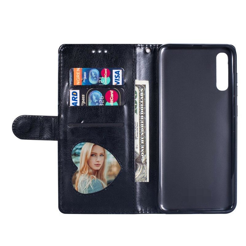 Folio-hoesje voor Samsung Galaxy A70 Met Ketting Glitterportemonnee Met Riem