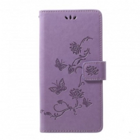 Folio-hoesje voor Samsung Galaxy A70 Met Ketting Vlinders En Bloemen Riem