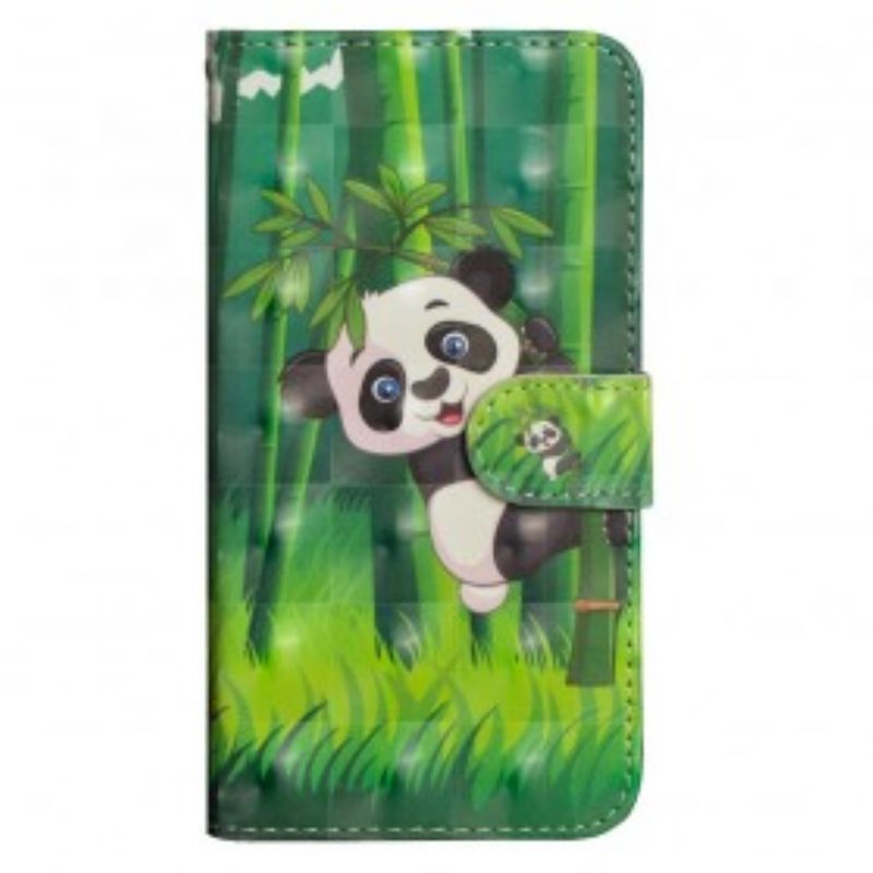 Folio-hoesje voor Samsung Galaxy A70 Panda En Bamboe