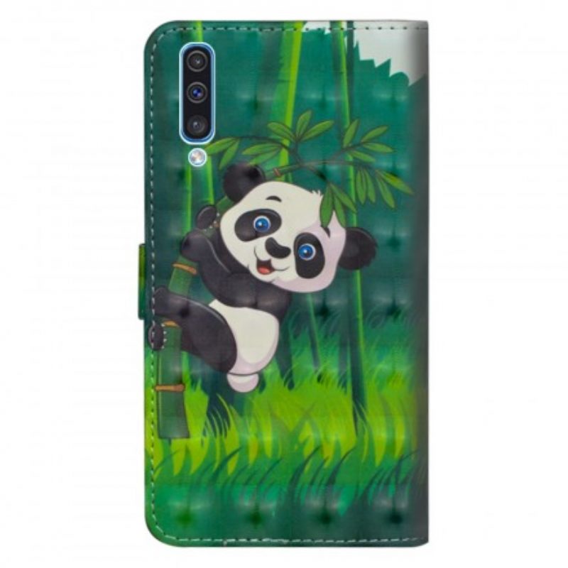 Folio-hoesje voor Samsung Galaxy A70 Panda En Bamboe