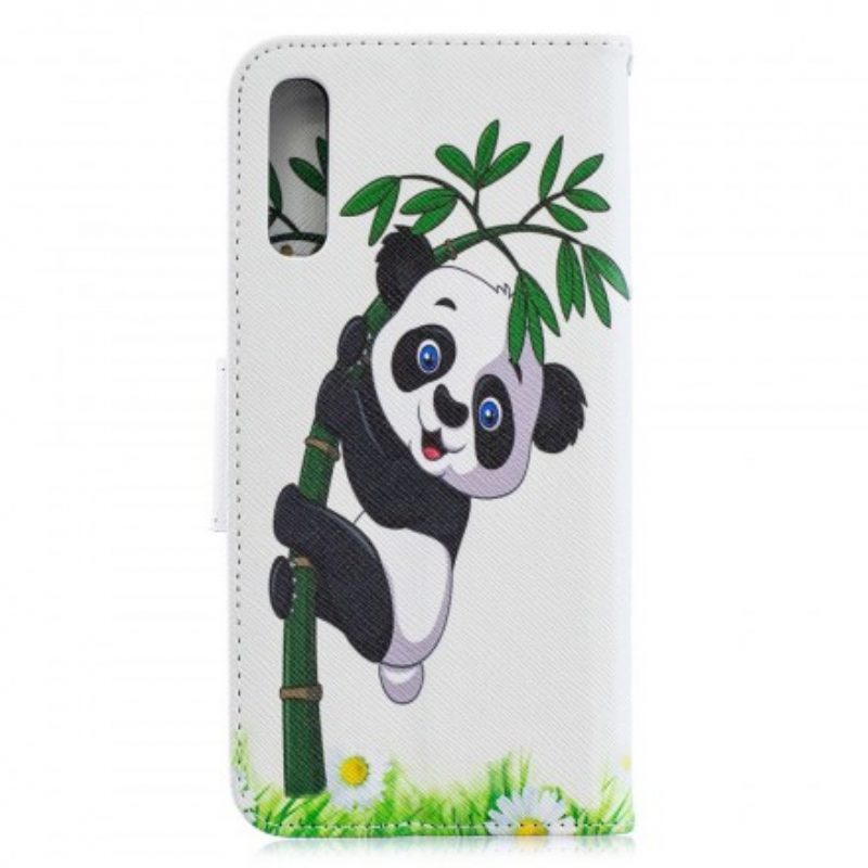 Folio-hoesje voor Samsung Galaxy A70 Panda Op Bamboe