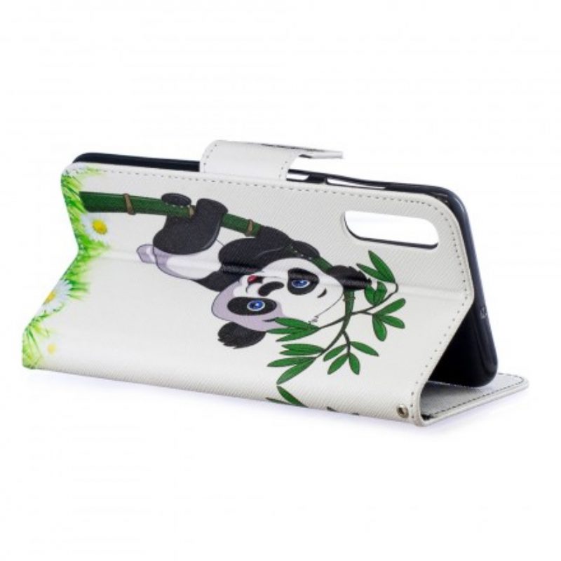 Folio-hoesje voor Samsung Galaxy A70 Panda Op Bamboe