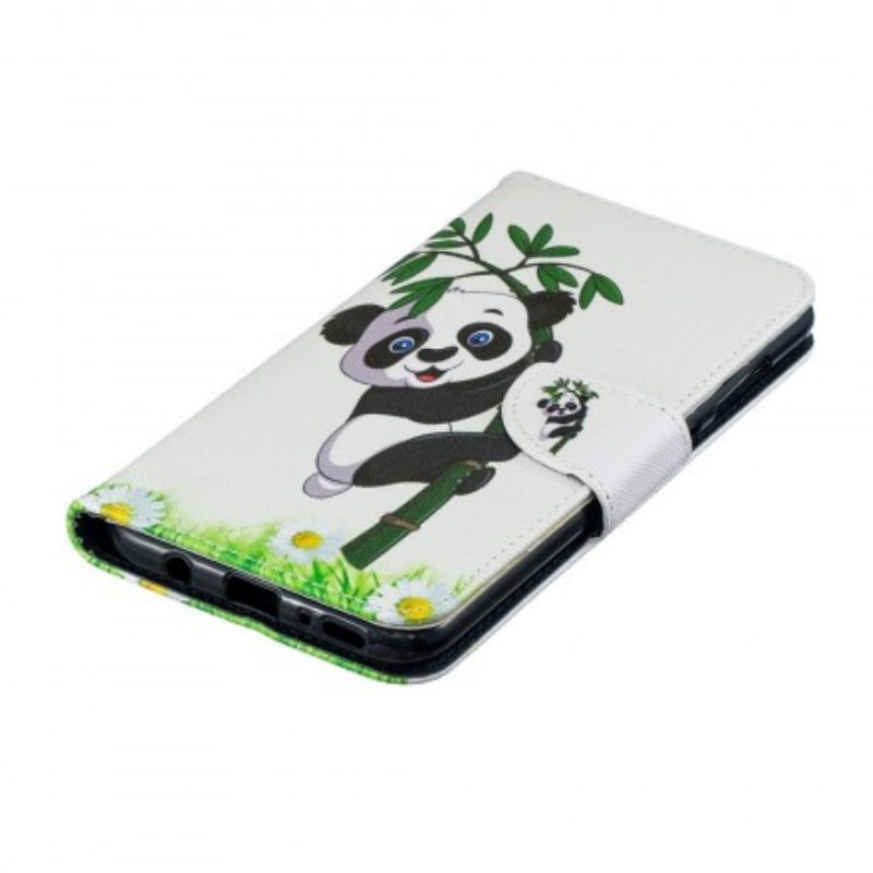 Folio-hoesje voor Samsung Galaxy A70 Panda Op Bamboe