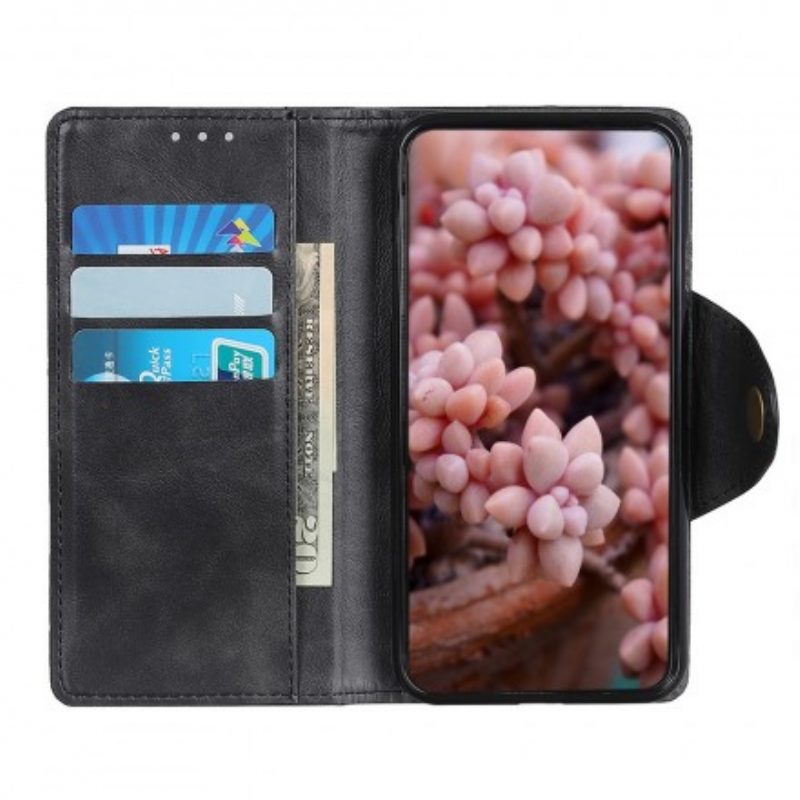 Folio-hoesje voor Samsung Galaxy A70 Vintage Knop Van Imitatieleer