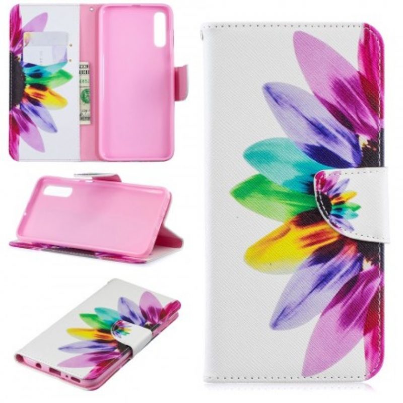 Folio-hoesje voor Samsung Galaxy A70 Waterverf Bloem