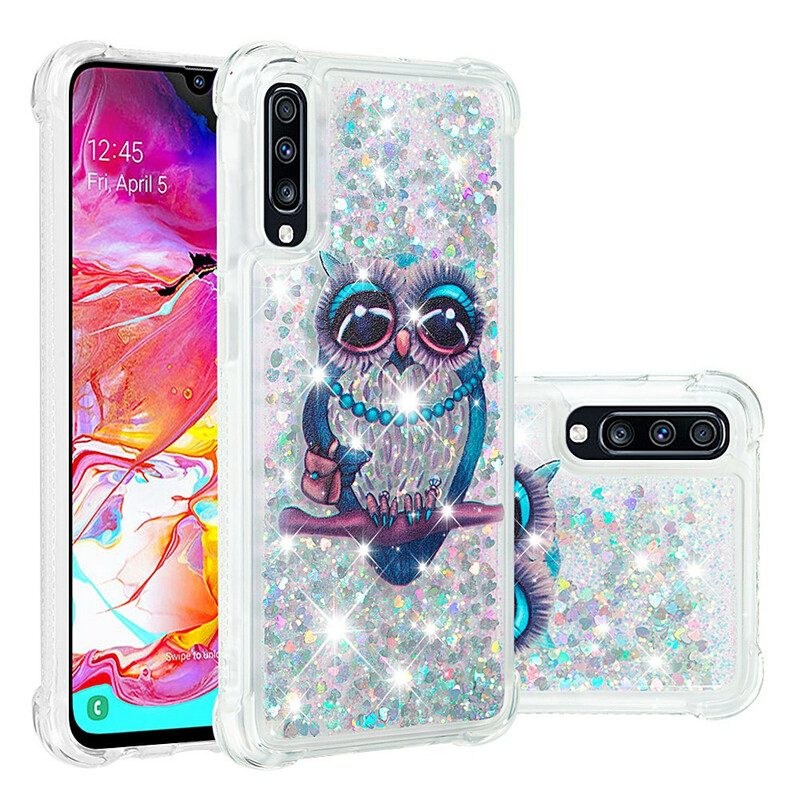 Hoesje voor Samsung Galaxy A70 Miss Uil Pailletten