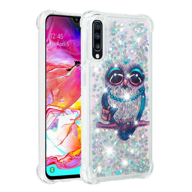 Hoesje voor Samsung Galaxy A70 Miss Uil Pailletten