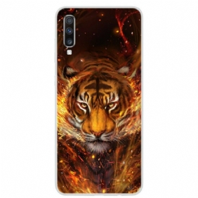 Hoesje voor Samsung Galaxy A70 Vuur Tijger