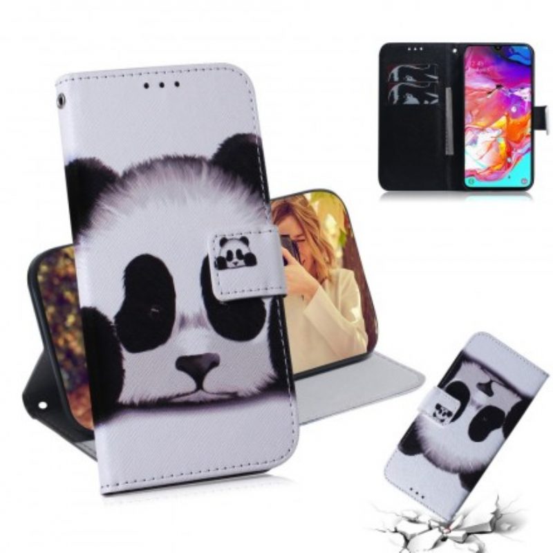 Leren Hoesje voor Samsung Galaxy A70 Panda Gezicht