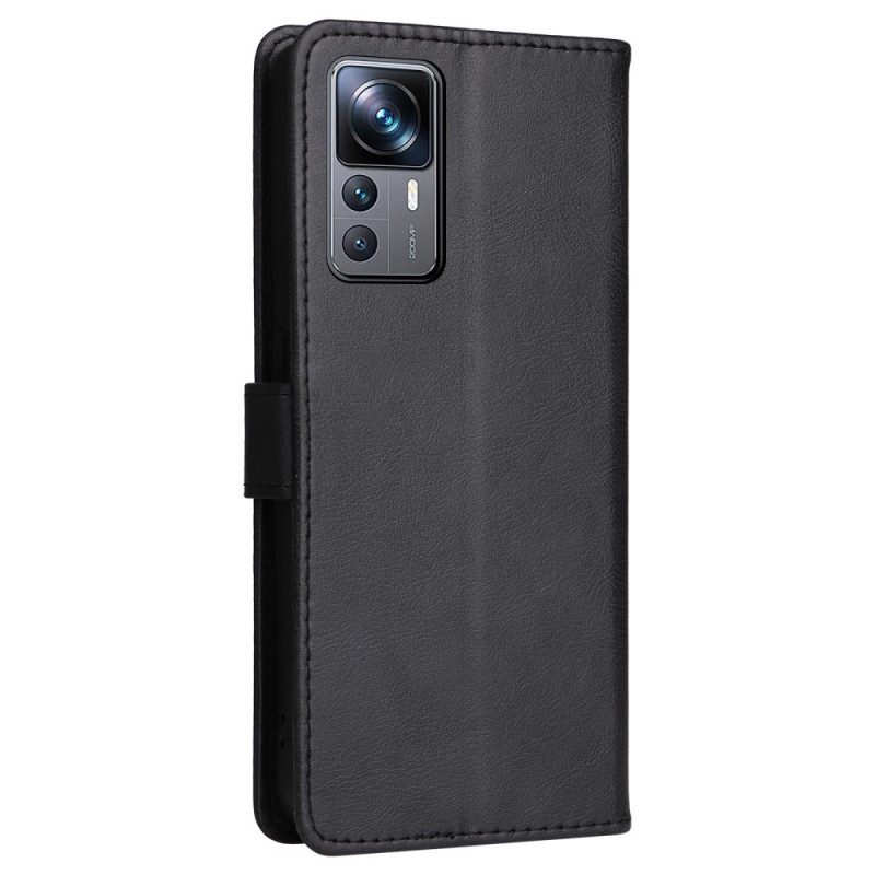 Flip Case voor Xiaomi 12T / 12T Pro Met Ketting Effen Met Bandje