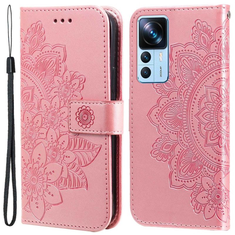 Flip Case voor Xiaomi 12T / 12T Pro Met Ketting Strakke Mandala