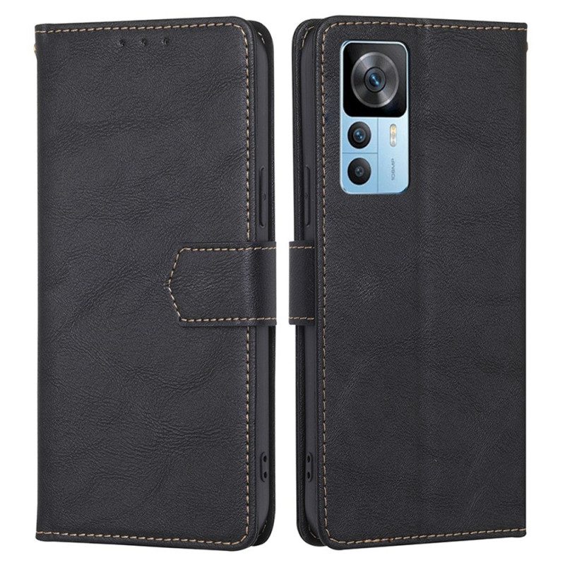 Folio-hoesje voor Xiaomi 12T / 12T Pro Couture-leereffect