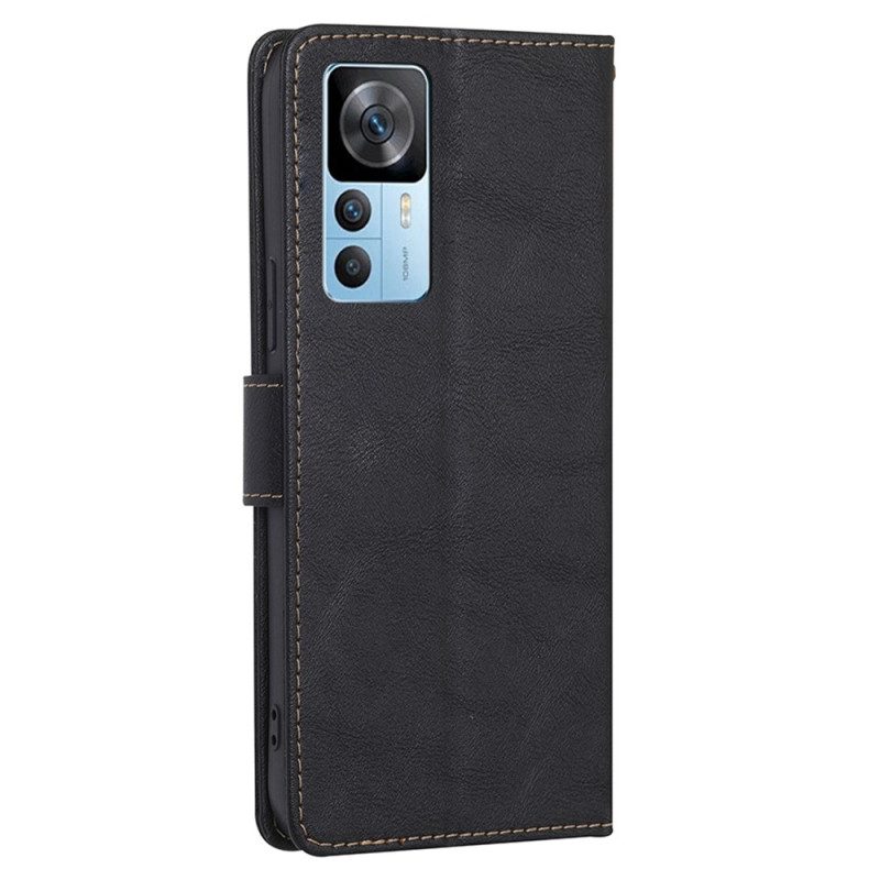 Folio-hoesje voor Xiaomi 12T / 12T Pro Couture-leereffect