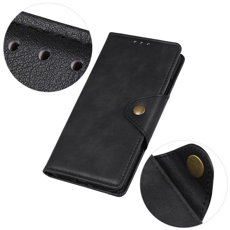 Folio-hoesje voor Xiaomi 12T / 12T Pro Magnetische Knop Van Imitatieleer