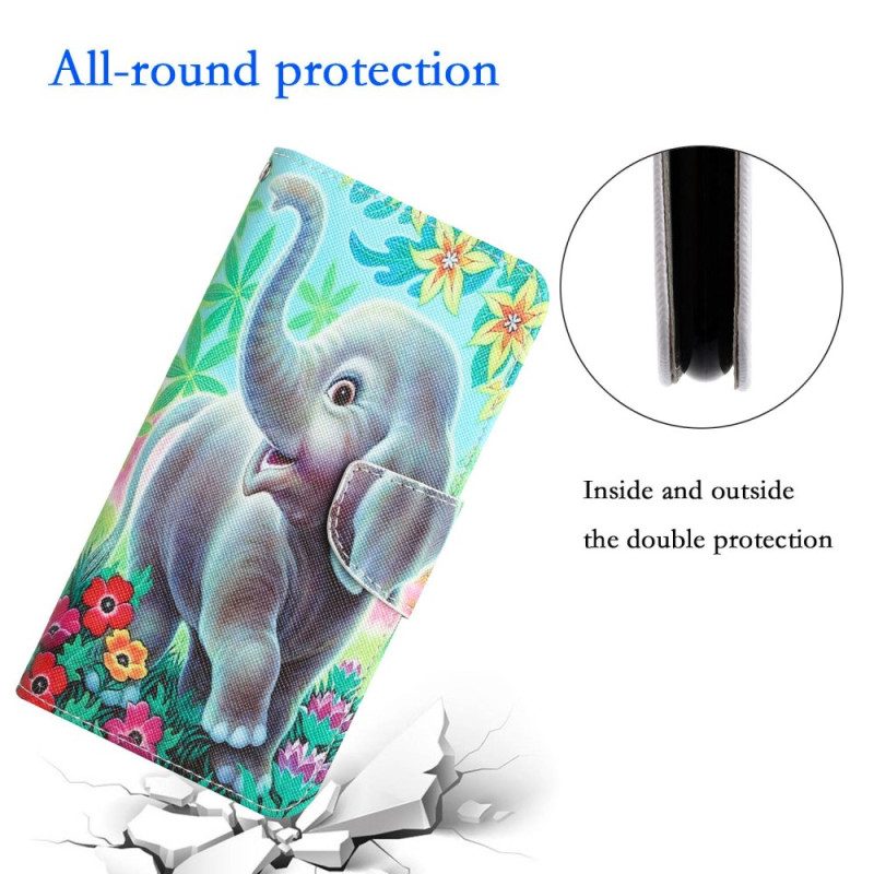 Folio-hoesje voor Xiaomi 12T / 12T Pro Met Ketting Don't Touch Me Olifant Met Riem