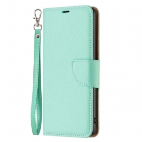 Folio-hoesje voor Xiaomi 12T / 12T Pro Met Ketting Strappy Litchi Lederen Stijl