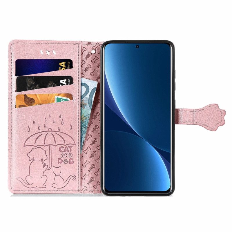 Folio-hoesje voor Xiaomi 12T / 12T Pro Met Ketting String Dieren