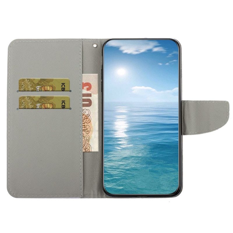 Folio-hoesje voor Xiaomi 12T / 12T Pro Met Ketting Zwarte Bandjes