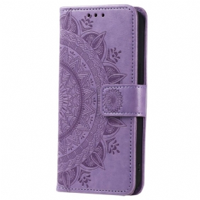 Leren Hoesje voor Xiaomi 12T / 12T Pro Mandala Zon Met Lanyard