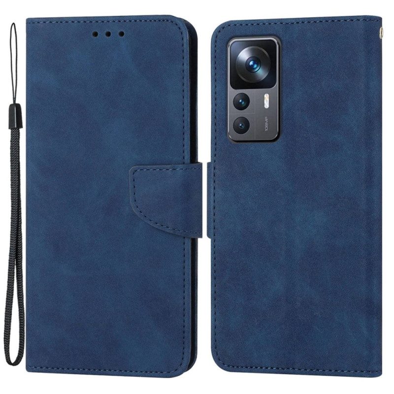 Leren Hoesje voor Xiaomi 12T / 12T Pro Met Ketting Effen Bandjes Met Leereffect