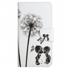 Leren Hoesje voor Xiaomi 12T / 12T Pro Paardebloemen Liefde