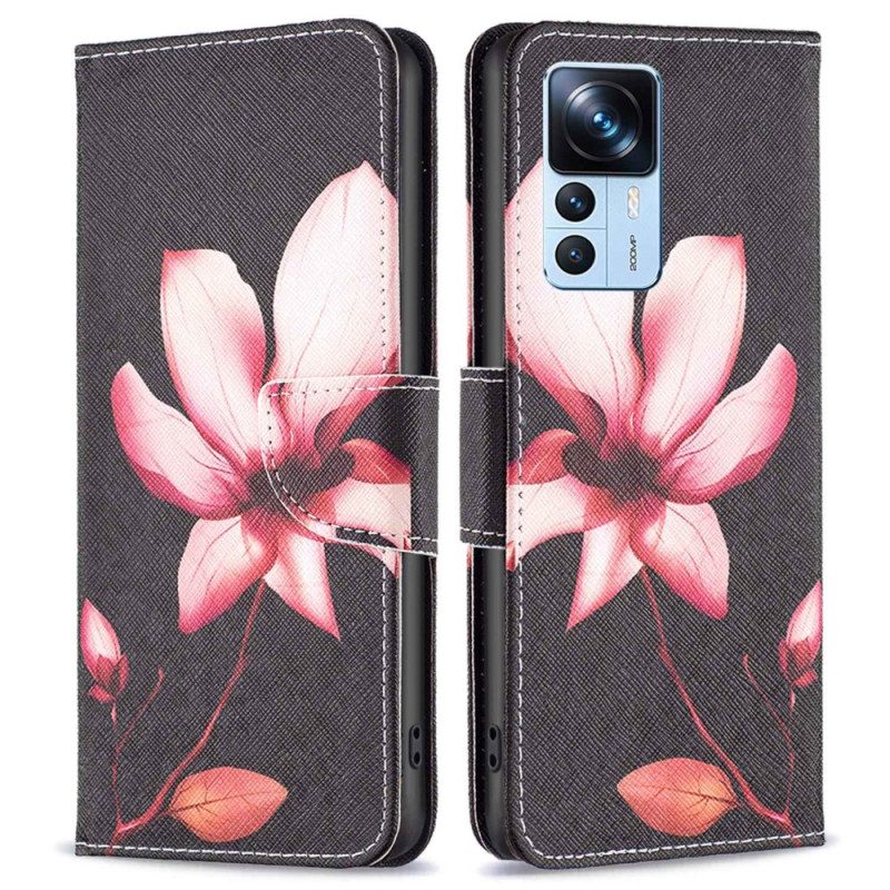 Leren Hoesje voor Xiaomi 12T / 12T Pro Roze Bloem