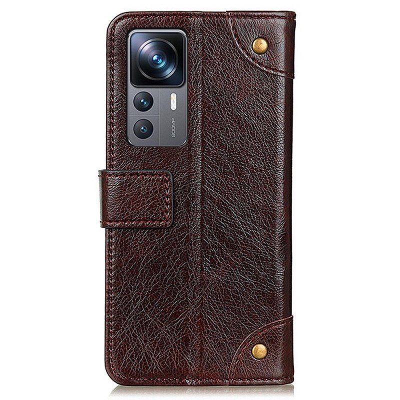 Leren Hoesje voor Xiaomi 12T / 12T Pro Stijl Nappa Lederen Vintage Klinknagels