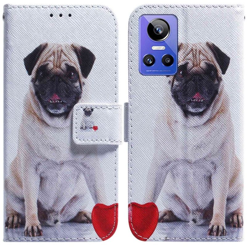 Leren Hoesje voor Realme GT Neo 3 Handschoen Pug