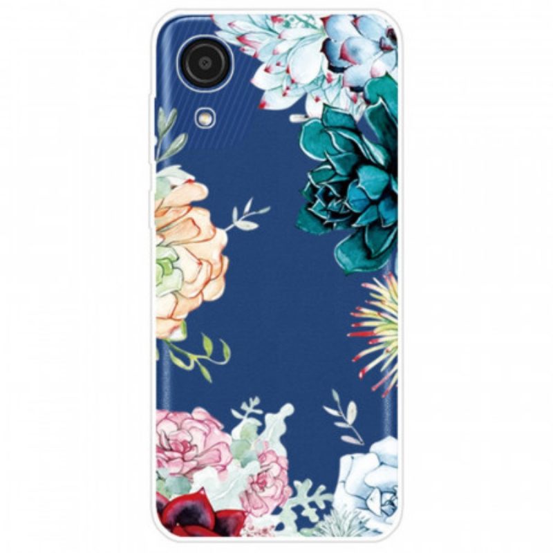 Hoesje voor Samsung Galaxy A03 Core Naadloze Aquarel Blauwe Bloemen