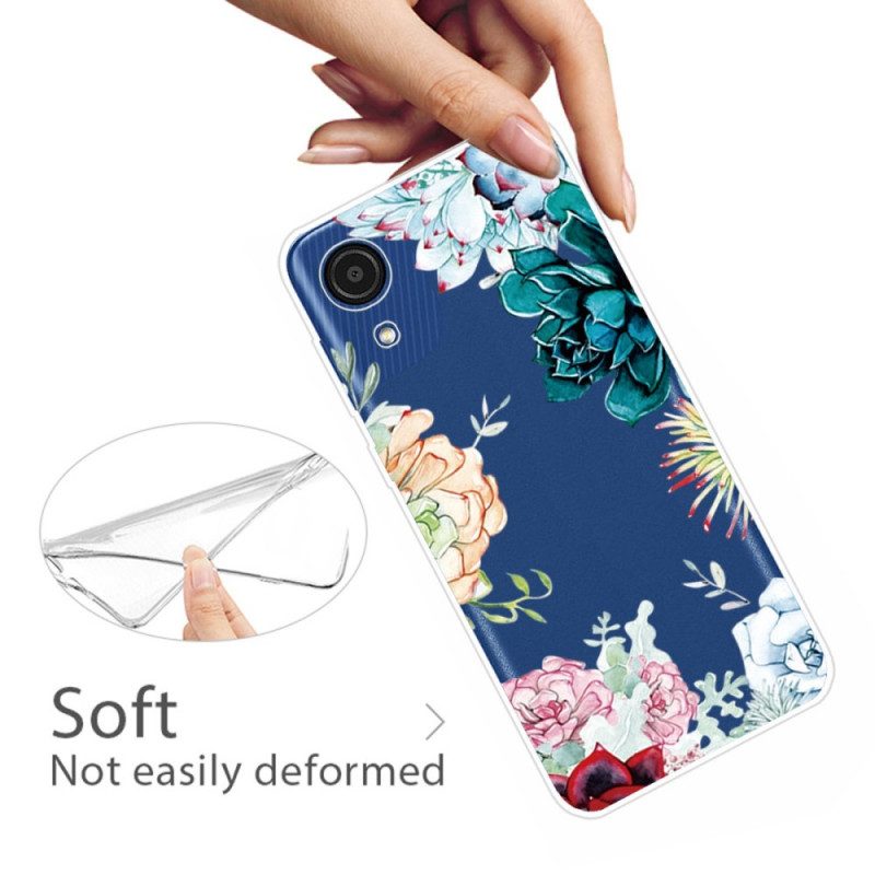 Hoesje voor Samsung Galaxy A03 Core Naadloze Aquarel Blauwe Bloemen