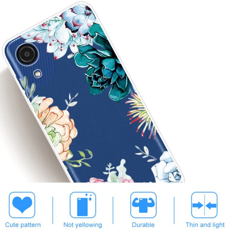 Hoesje voor Samsung Galaxy A03 Core Naadloze Aquarel Blauwe Bloemen