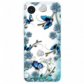 Telefoonhoesje voor Samsung Galaxy A03 Core Retro Vlinders En Bloemen