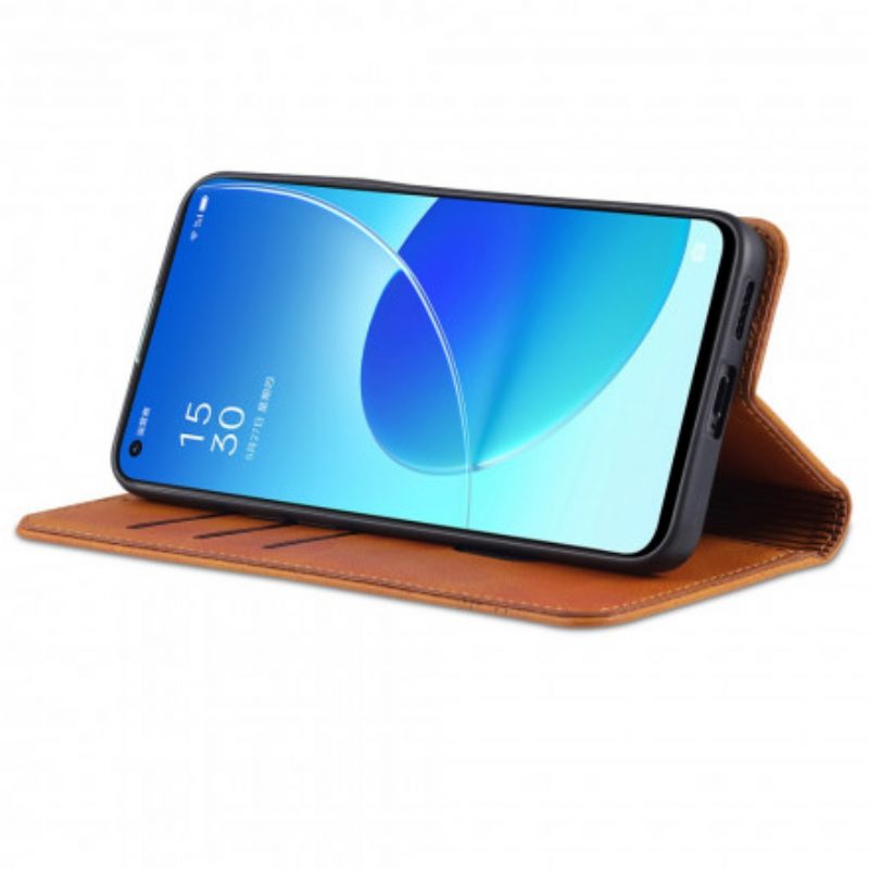 Bescherming Hoesje voor Oppo Reno 6 5G Folio-hoesje Azns Leerstyling