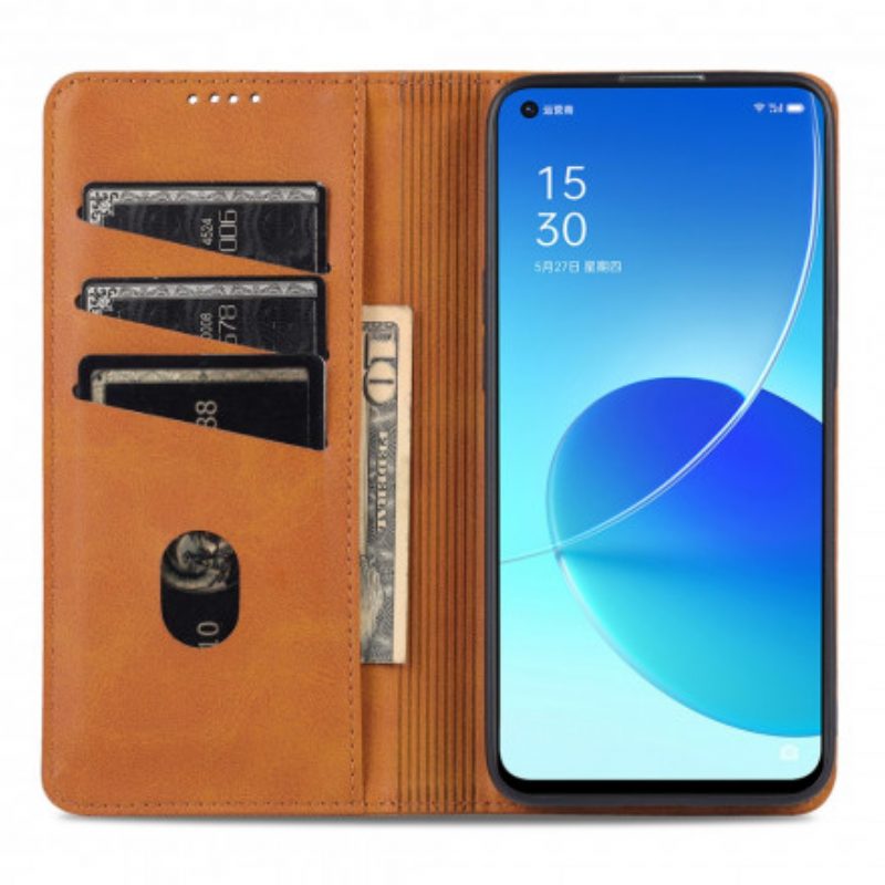 Bescherming Hoesje voor Oppo Reno 6 5G Folio-hoesje Azns Leerstyling