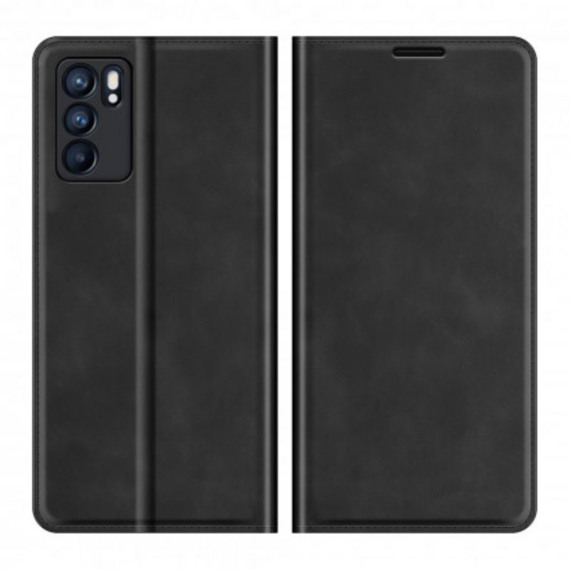 Bescherming Hoesje voor Oppo Reno 6 5G Folio-hoesje Zacht Leereffect