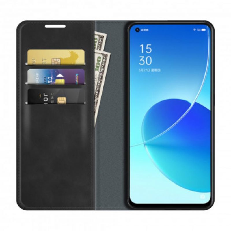 Bescherming Hoesje voor Oppo Reno 6 5G Folio-hoesje Zacht Leereffect