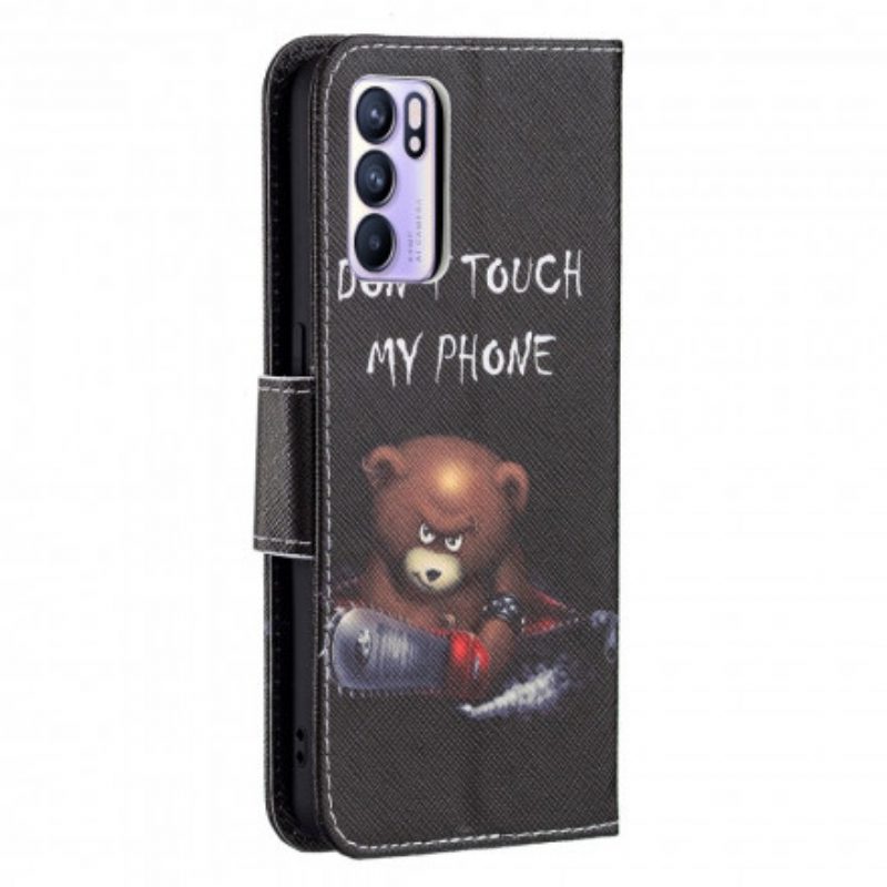 Flip Case voor Oppo Reno 6 5G Gevaarlijke Beer