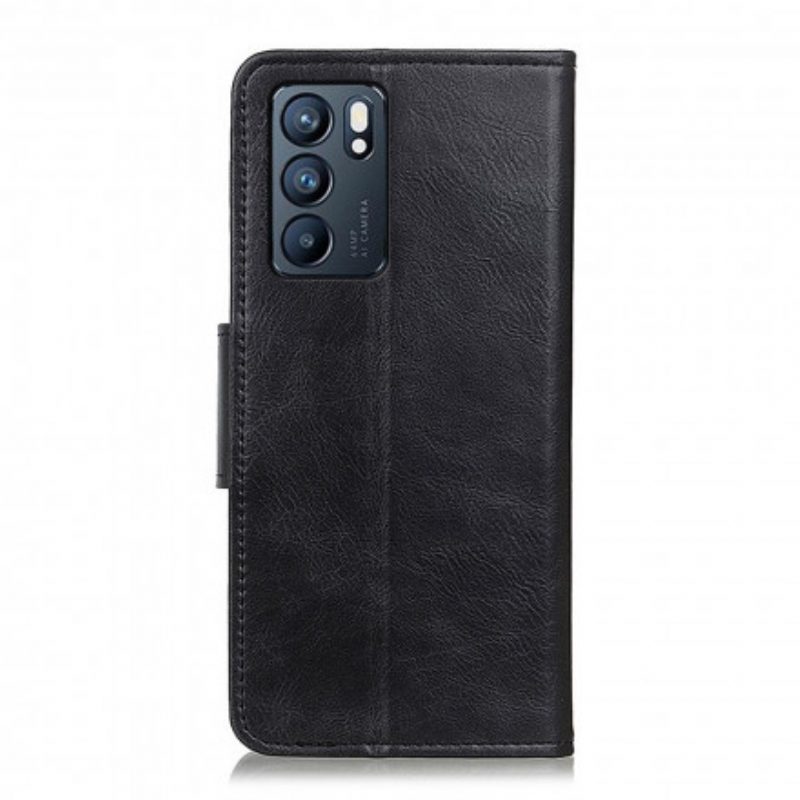 Flip Case voor Oppo Reno 6 5G Omkeerbare Sluiting Met Leereffect