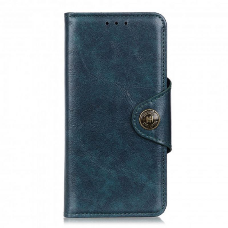 Flip Case voor Oppo Reno 6 5G Vintage Knop Van Imitatieleer