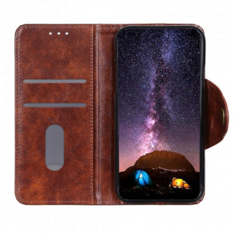 Flip Case voor Oppo Reno 6 5G Vintage Knop Van Imitatieleer