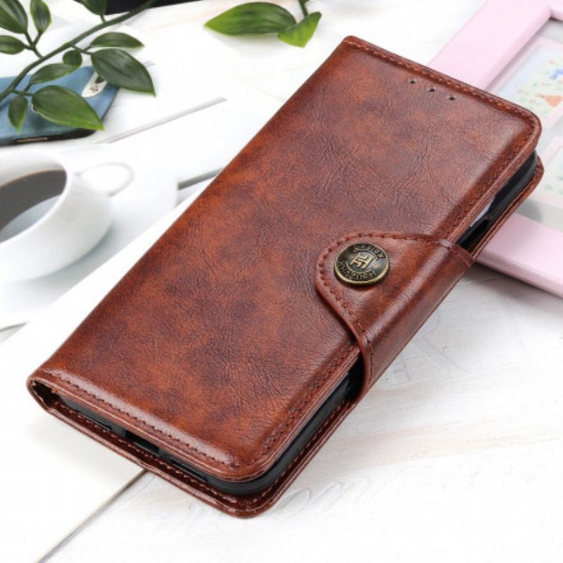 Flip Case voor Oppo Reno 6 5G Vintage Knop Van Imitatieleer