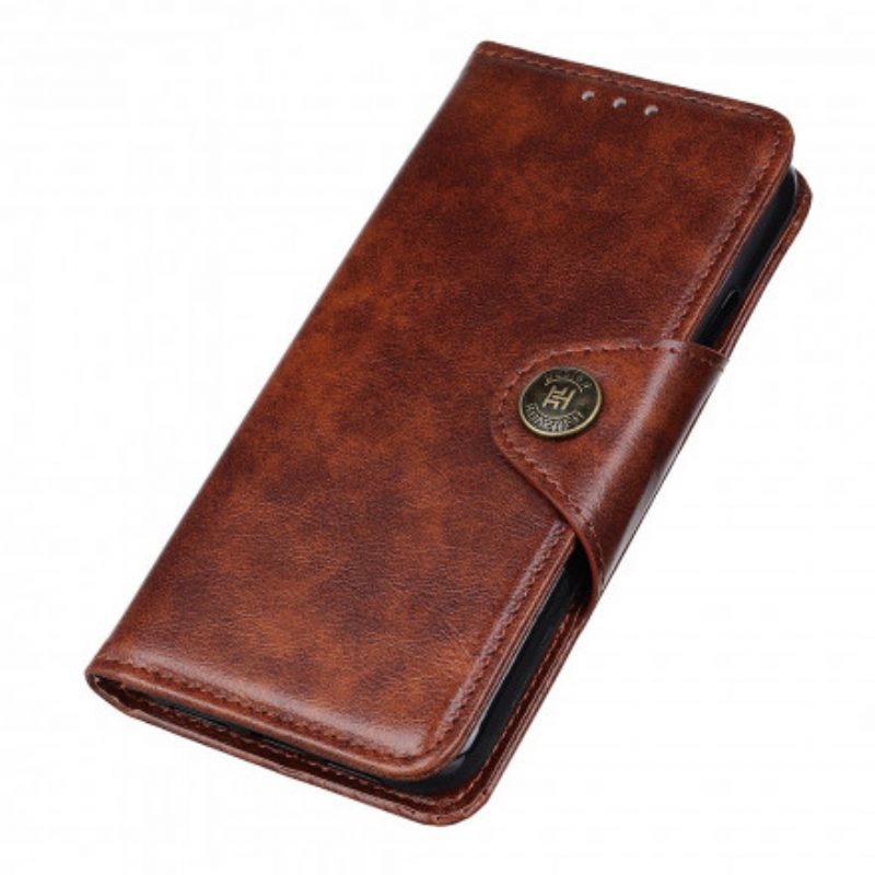 Flip Case voor Oppo Reno 6 5G Vintage Knop Van Imitatieleer