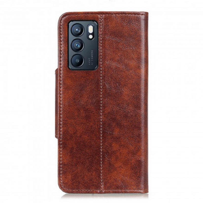 Flip Case voor Oppo Reno 6 5G Vintage Knop Van Imitatieleer