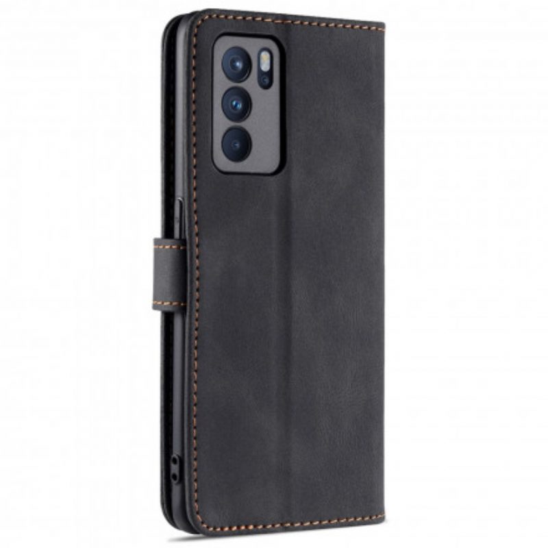 Folio-hoesje voor Oppo Reno 6 5G Azns Couture Met Leereffect