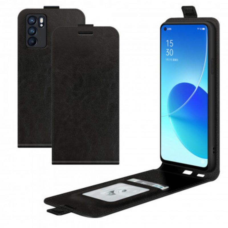 Folio-hoesje voor Oppo Reno 6 5G Flip Case Verticale Flap Met Leereffect